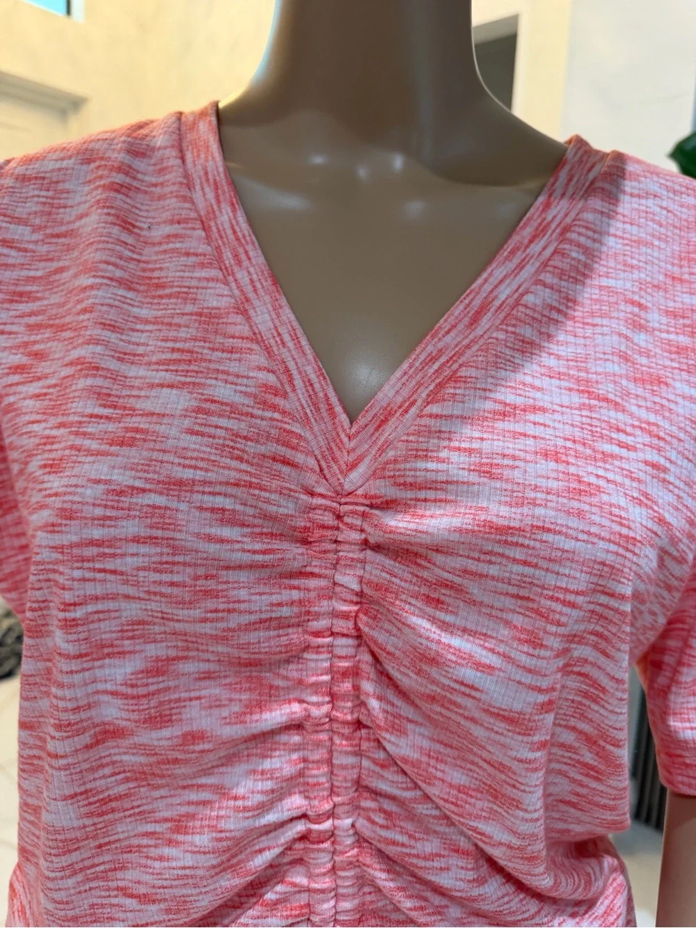 VENUS Pink Marled Ruched V-Neck Lounge Set